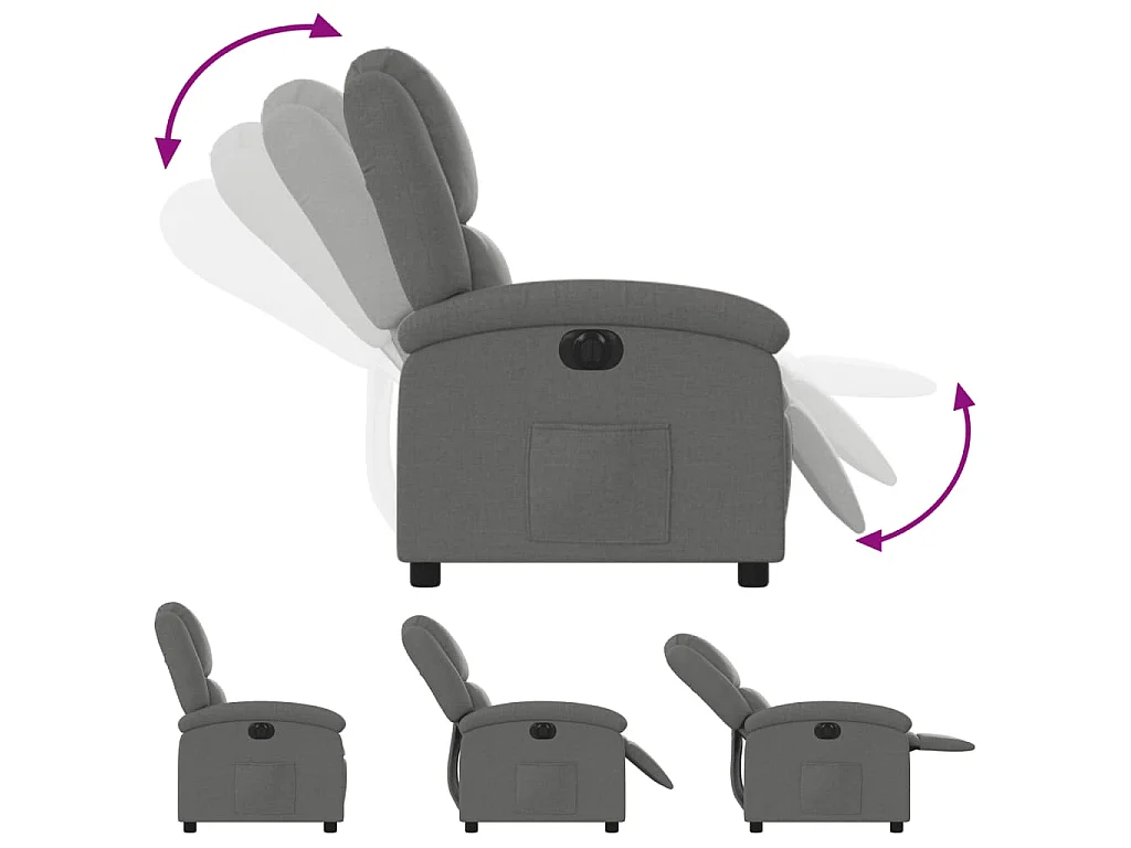 Poltrona Elettrica Reclinabile Grigio Scuro in Tessuto