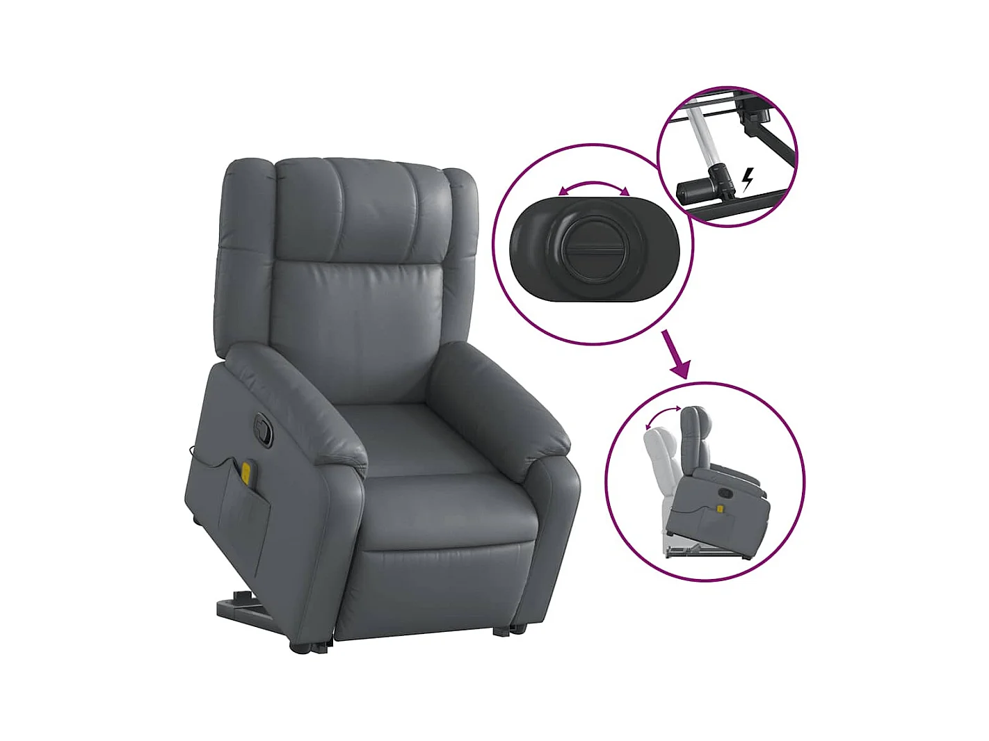 Fauteuil inclinable de massage Gris Similicuir