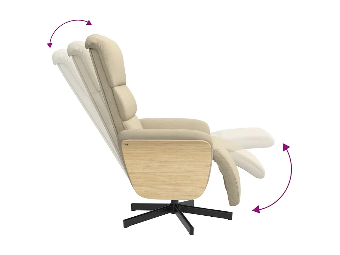 Sillón reclinable con reposapiés tela color crema