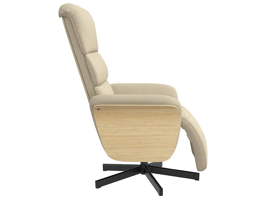 Fauteuil inclinable avec repose-pied crème tissu