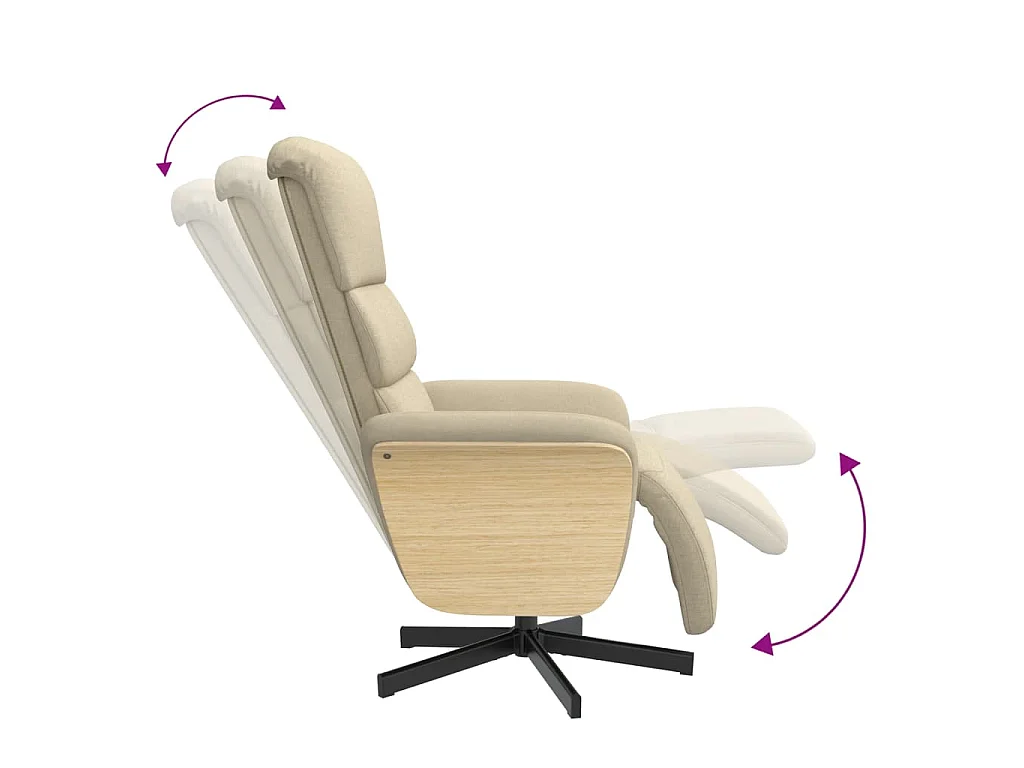 Fauteuil inclinable avec repose-pied crème tissu