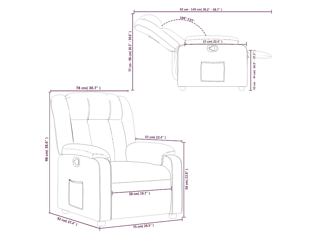 Fauteuil inclinable Vert foncé Tissu
