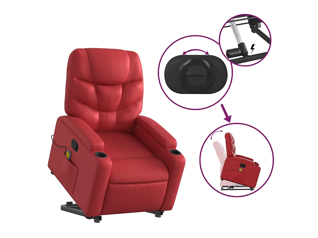 Massagesessel mit Aufstehhilfe Rot Kunstleder