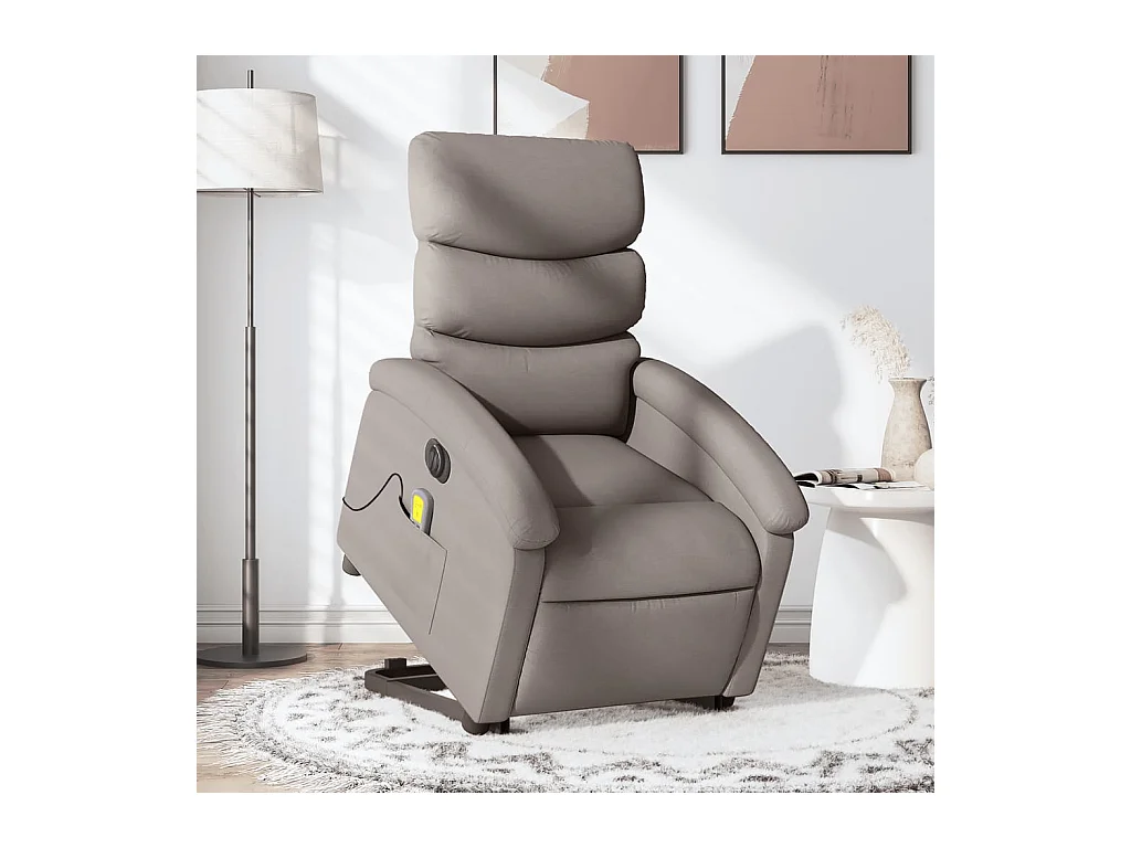 Elektrischer Massagesessel mit Aufstehhilfe Taupe Stoff