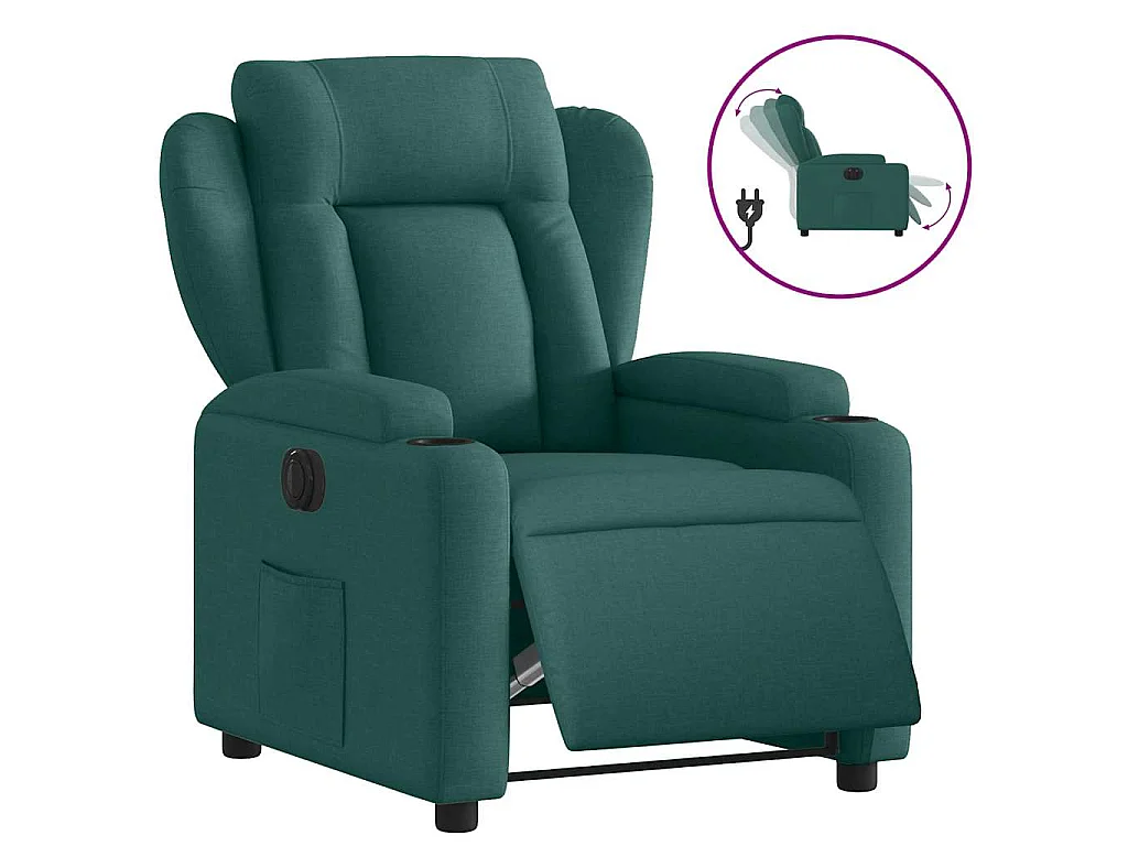Fauteuil inclinable électrique Vert foncé Tissu