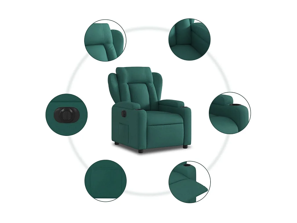 Fauteuil inclinable électrique Vert foncé Tissu