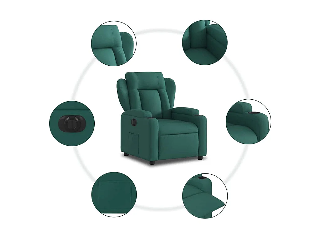 Fauteuil inclinable électrique Vert foncé Tissu