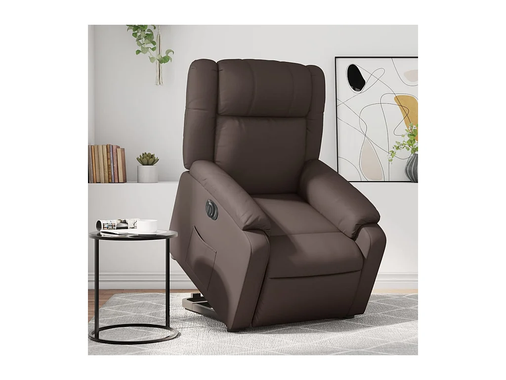 Fauteuil inclinable électrique marron similicuir
