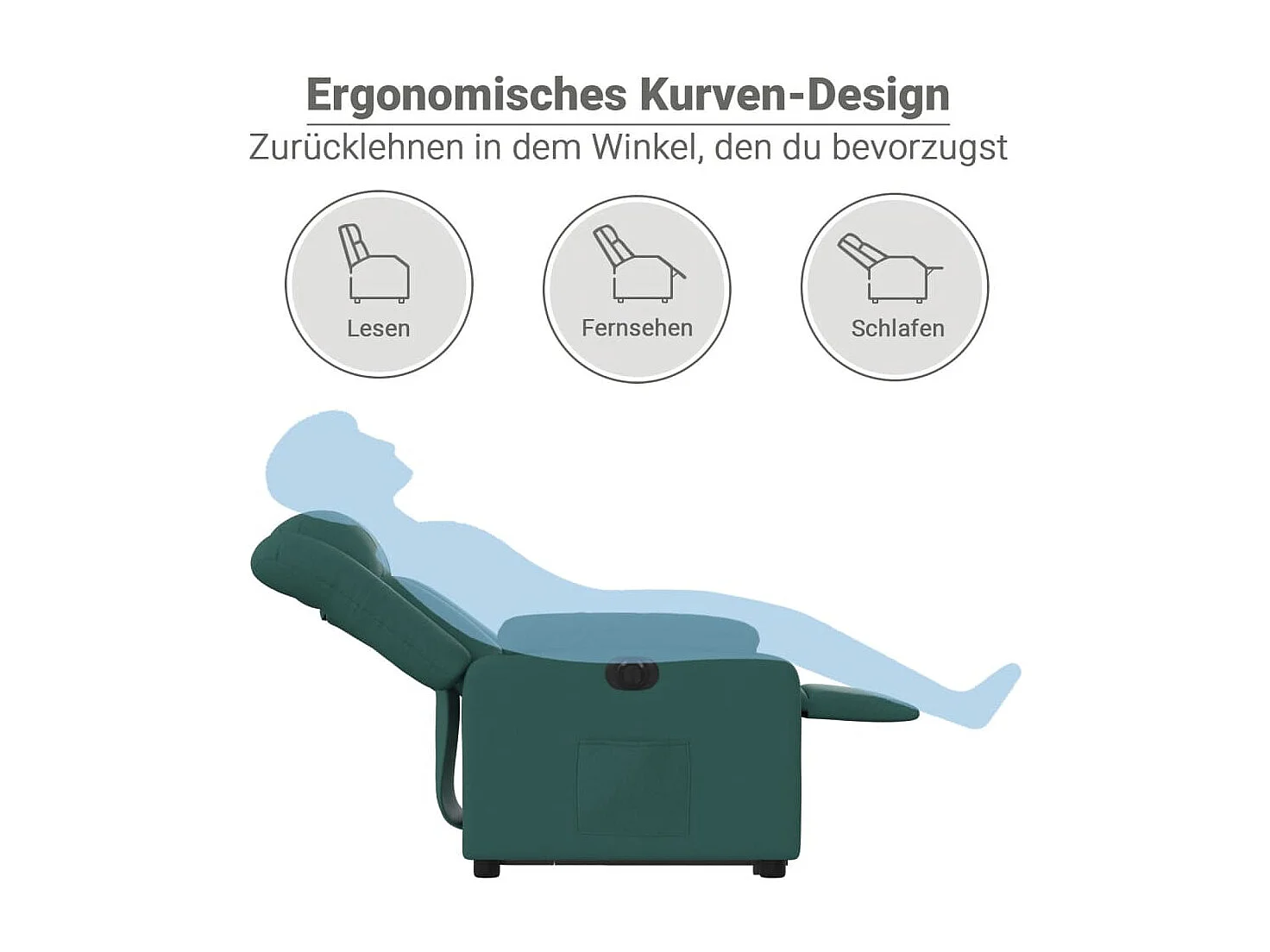 Fauteuil inclinable électrique vert foncé tissu