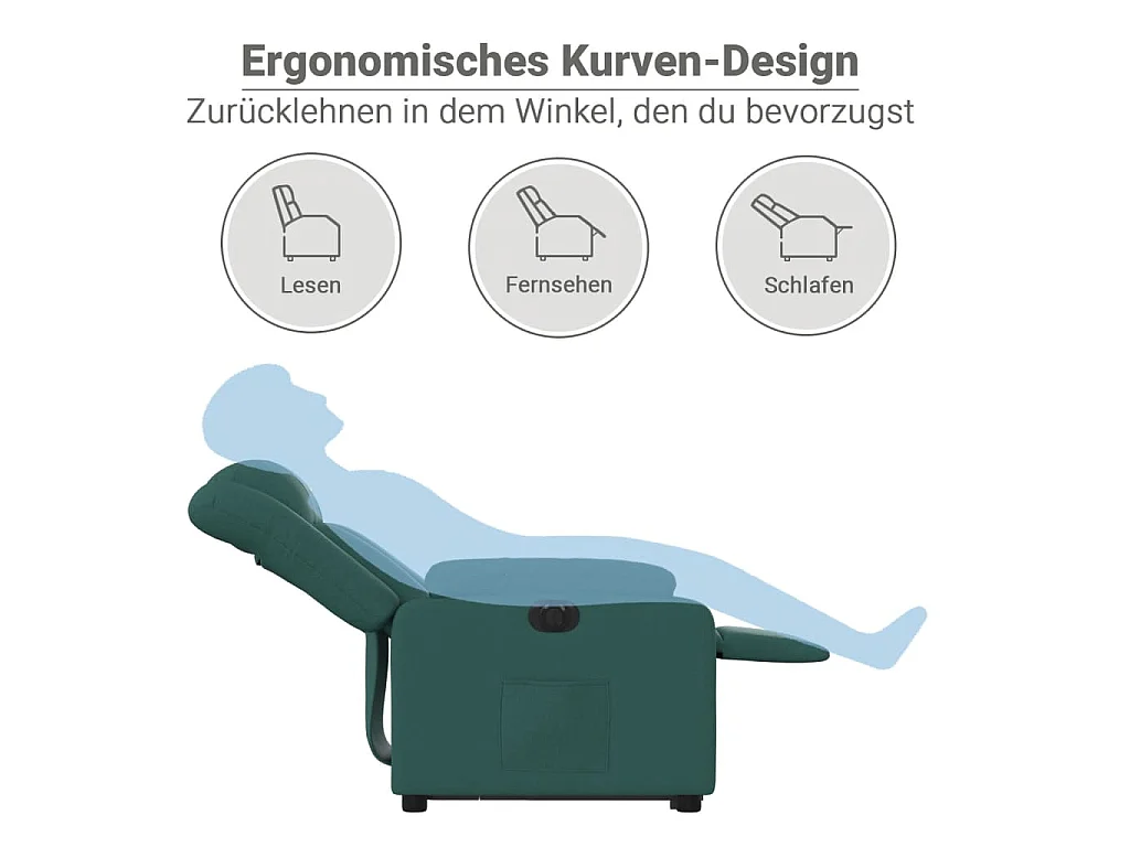 Fauteuil inclinable électrique vert foncé tissu