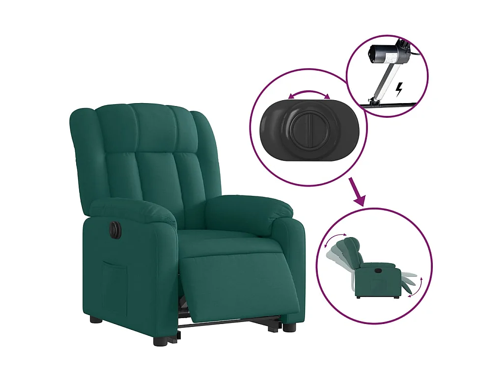 Fauteuil inclinable électrique vert foncé tissu