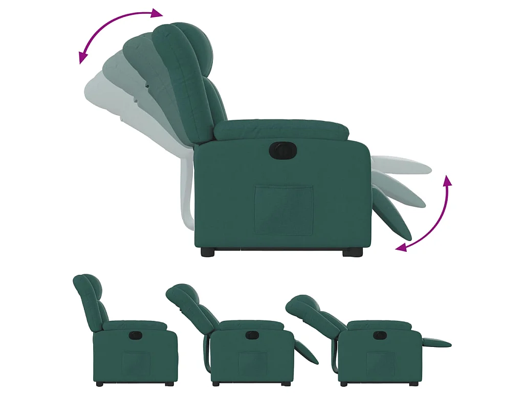Fauteuil inclinable électrique vert foncé tissu