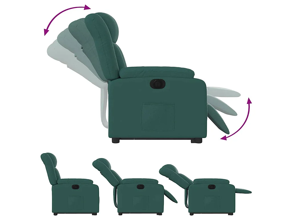 Fauteuil inclinable électrique vert foncé tissu