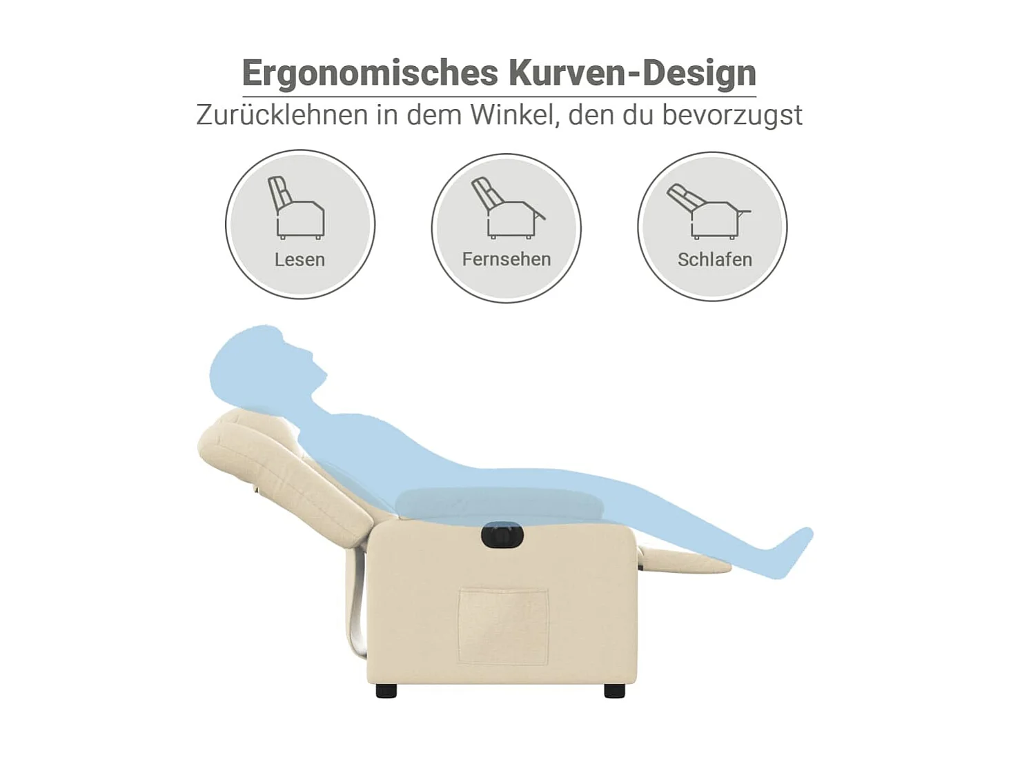 Fauteuil inclinable électrique Crème Tissu