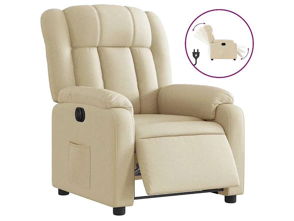 Fauteuil inclinable électrique Crème Tissu