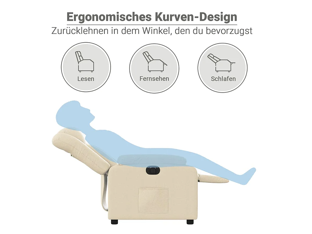Fauteuil inclinable électrique Crème Tissu
