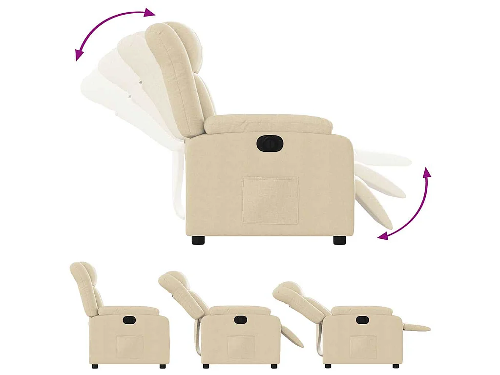 Fauteuil inclinable électrique Crème Tissu