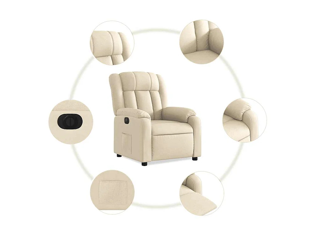 Fauteuil inclinable électrique Crème Tissu