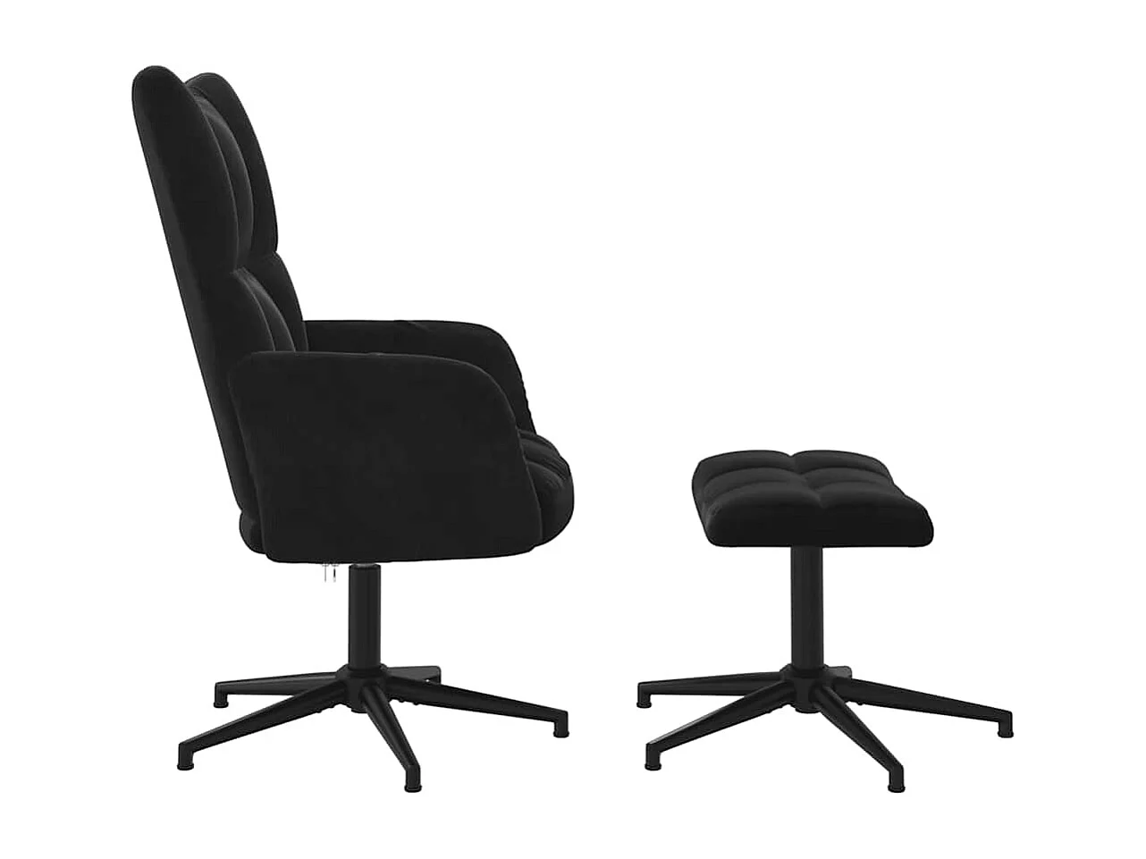 Relaxsessel mit Hocker Schwarz Samt