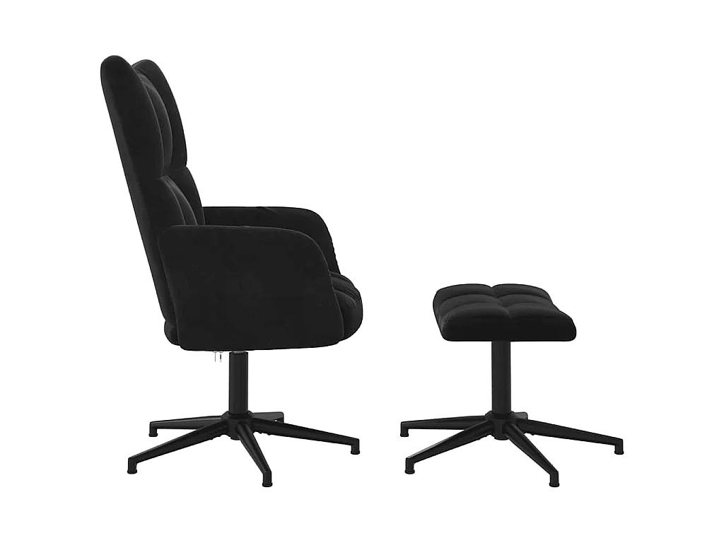 Poltrona Relax con Poggiapiedi Nero in Velluto