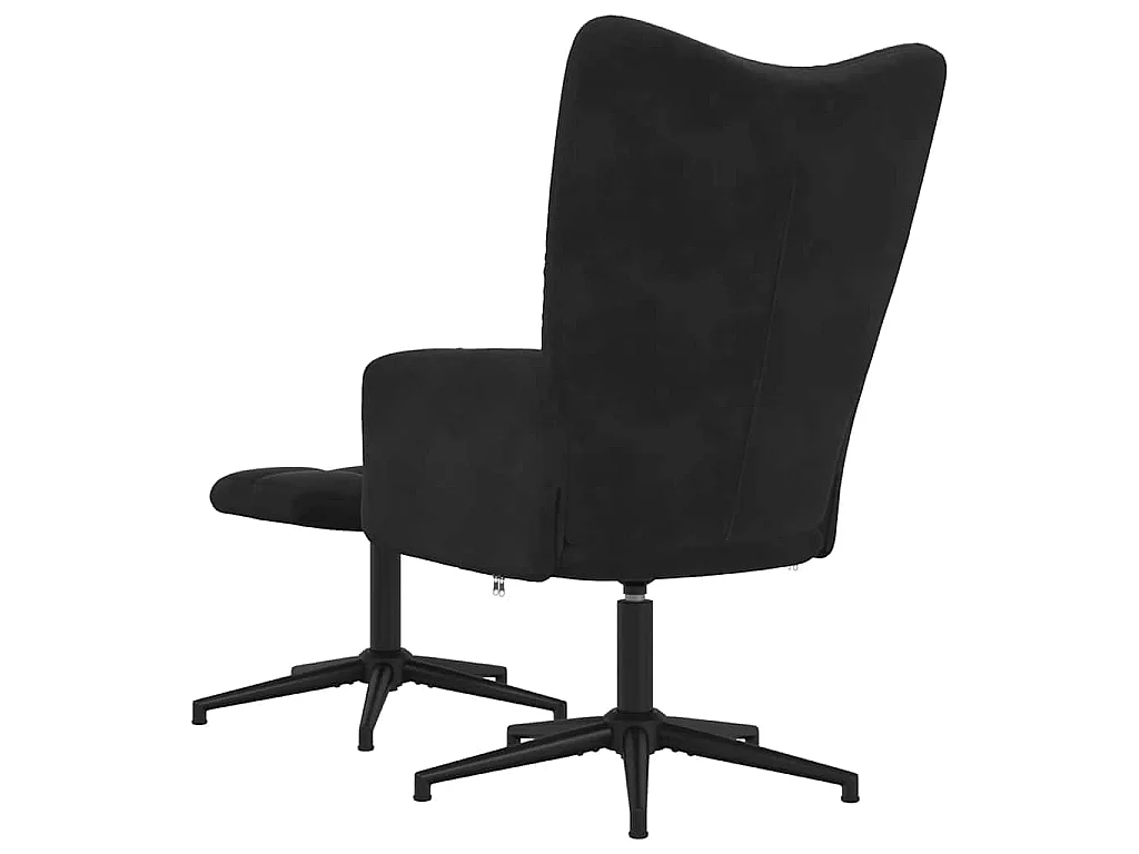 Poltrona Relax con Poggiapiedi Nero in Velluto