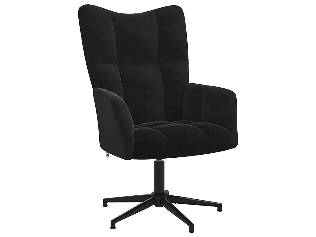 Poltrona Relax con Poggiapiedi Nero in Velluto