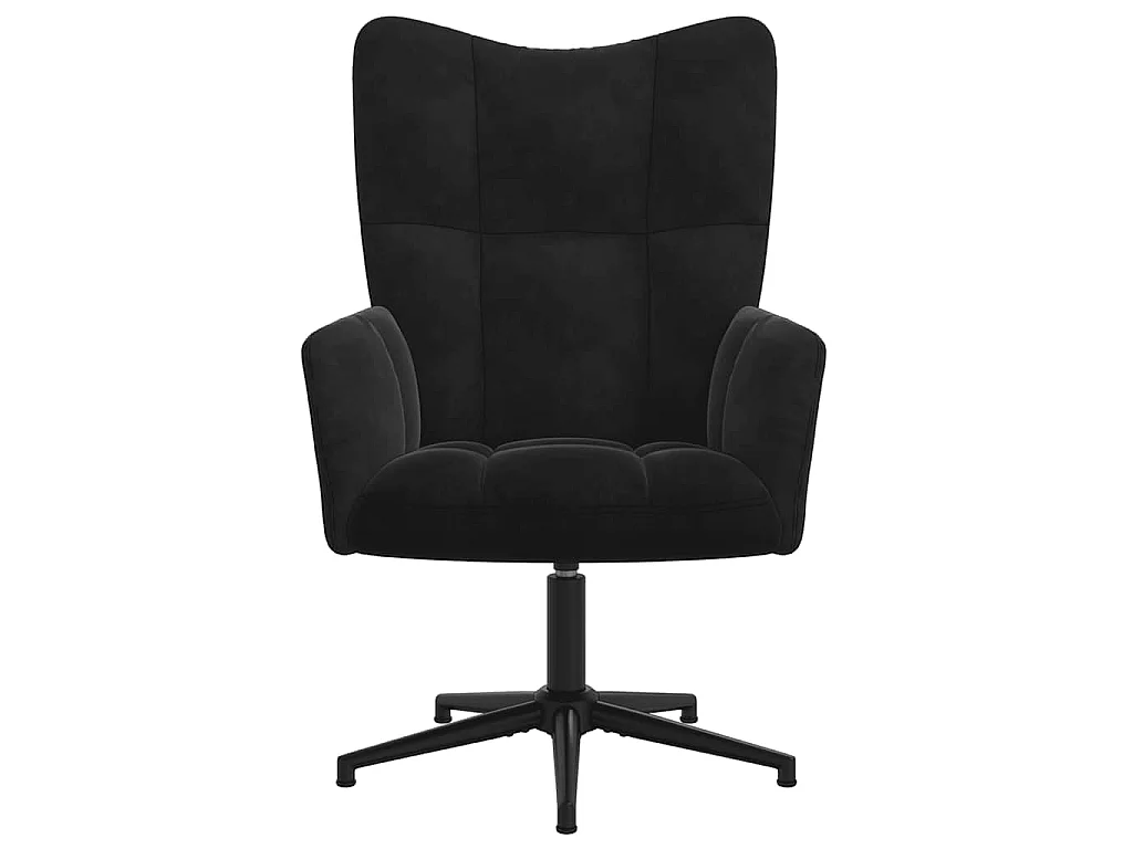 Poltrona Relax con Poggiapiedi Nero in Velluto