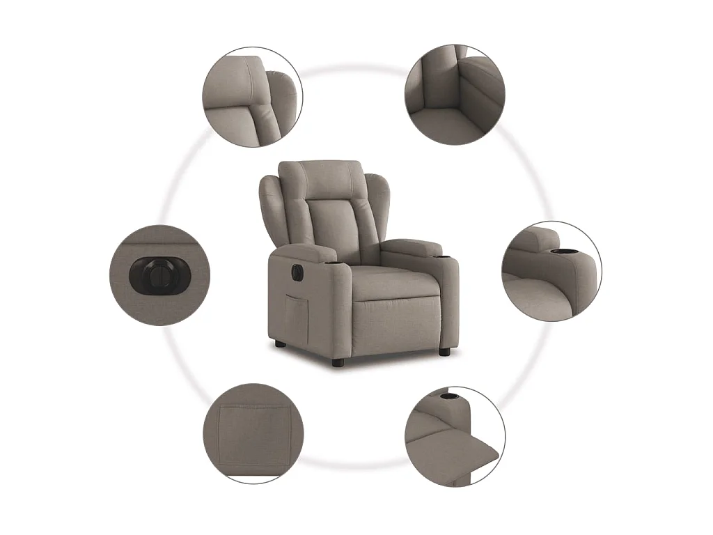 Relaxsessel Elektrisch Taupe Stoff