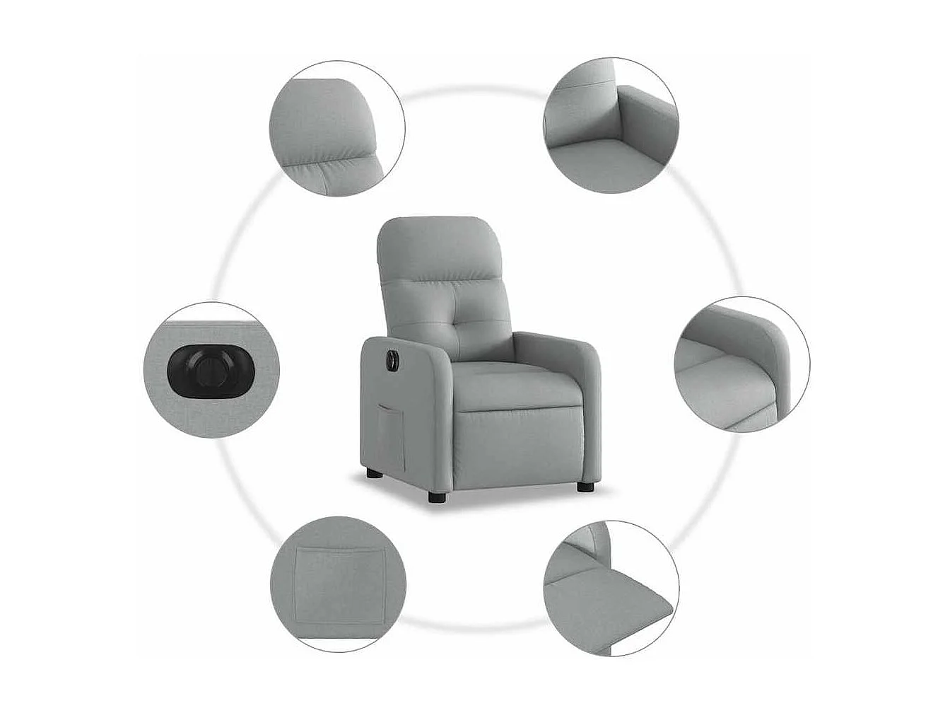 Fauteuil inclinable électrique Gris clair Tissu