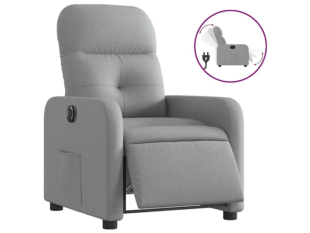 Fauteuil elektrisch verstelbaar stof lichtgrijs