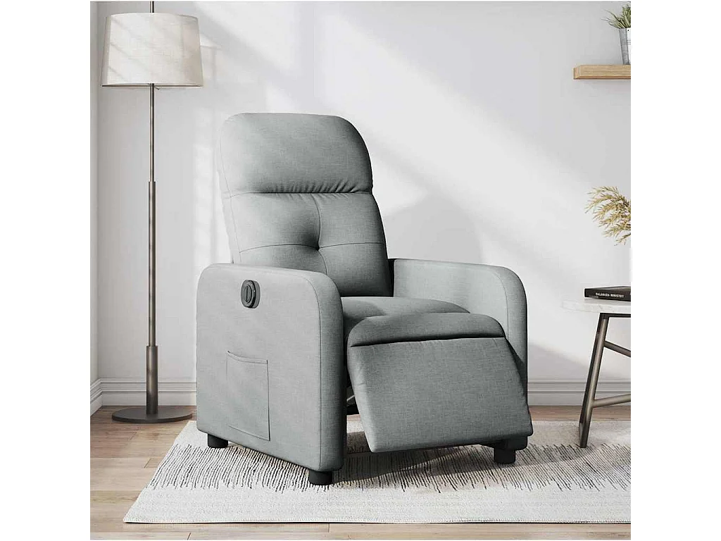 Fauteuil elektrisch verstelbaar stof lichtgrijs