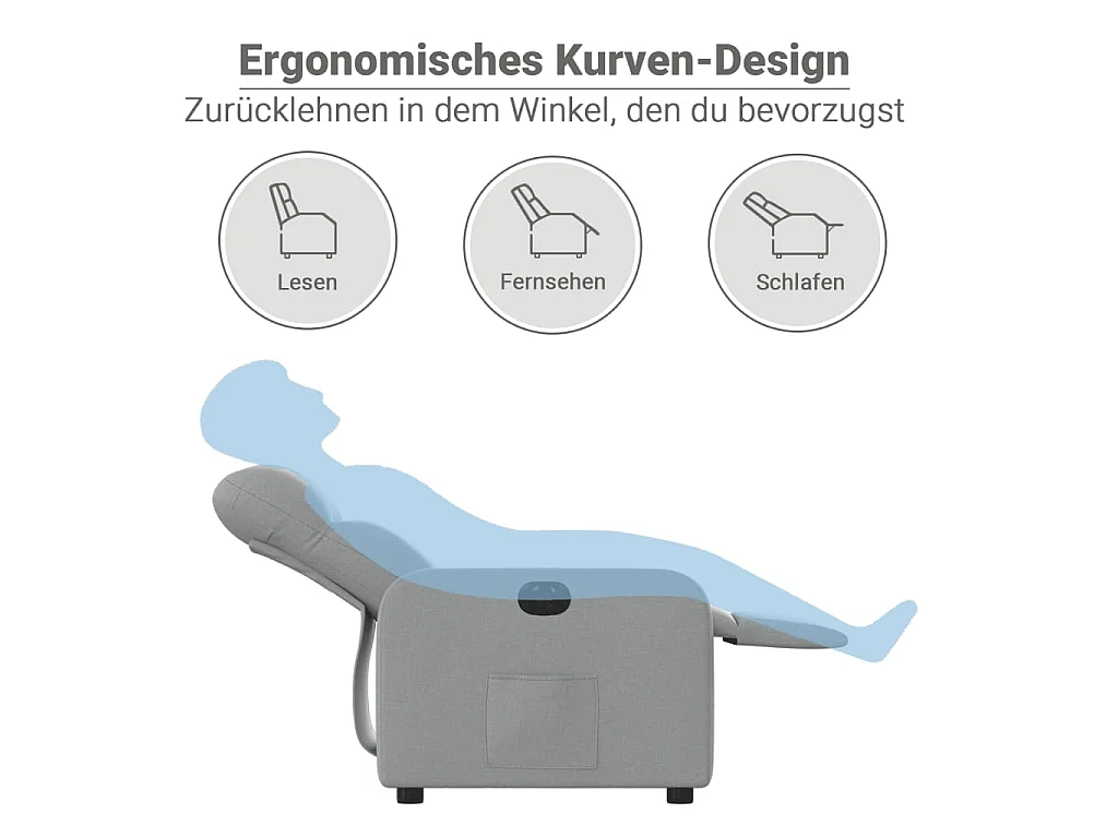 Fauteuil elektrisch verstelbaar stof lichtgrijs
