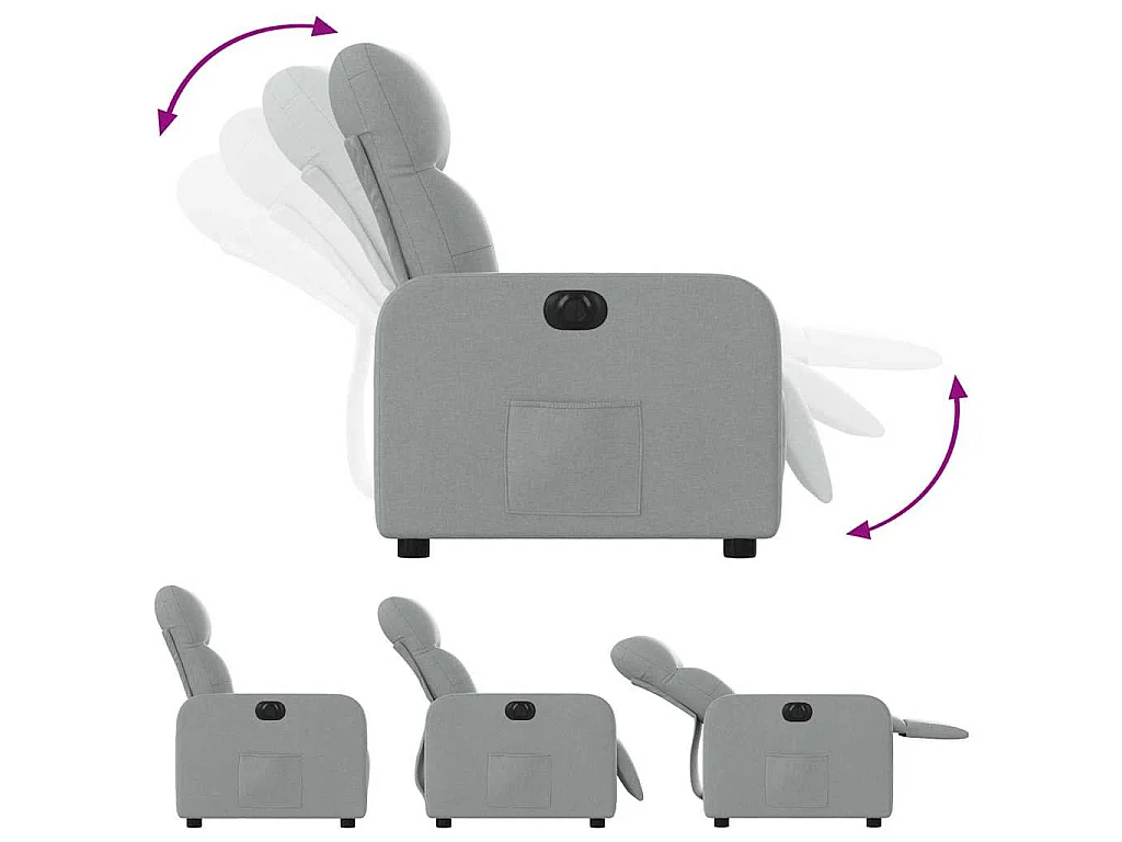 Fauteuil elektrisch verstelbaar stof lichtgrijs