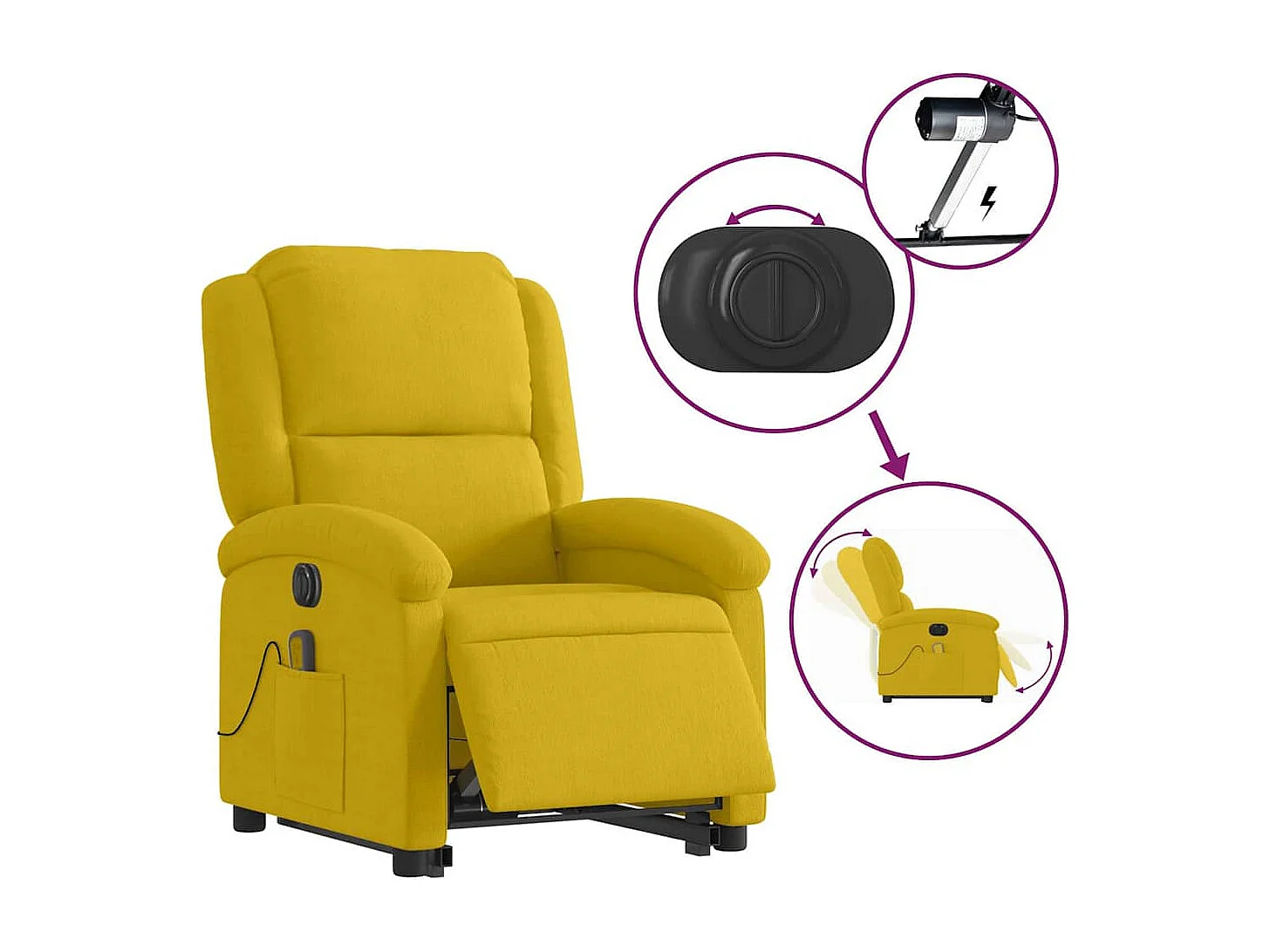 Fauteuil inclinable de massage électrique jaune velours