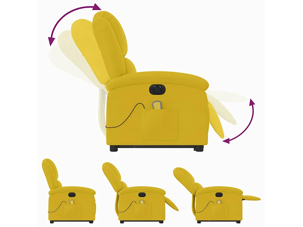 Fauteuil inclinable de massage électrique jaune velours
