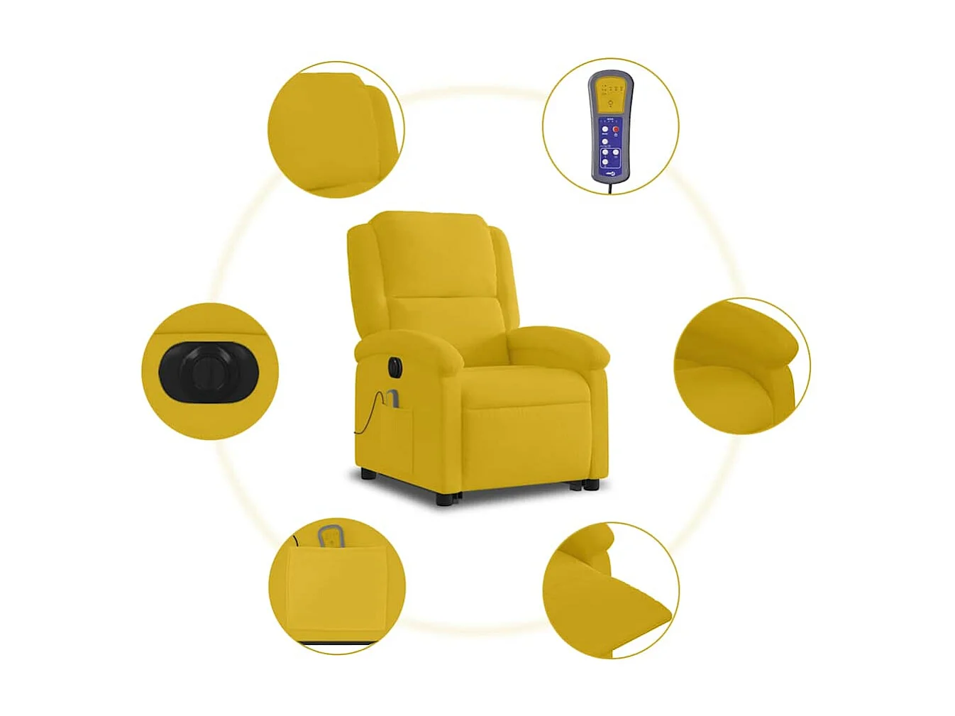 Fauteuil inclinable de massage électrique jaune velours