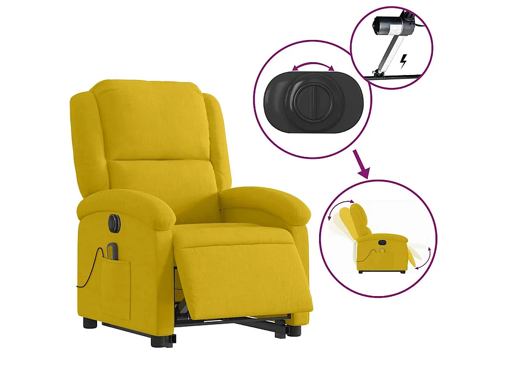 Massagesessel mit Aufstehhilfe Elektrisch Gelb Samt