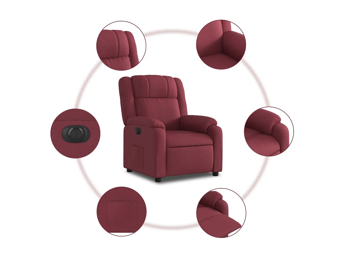 Fauteuil inclinable électrique Rouge bordeaux Tissu