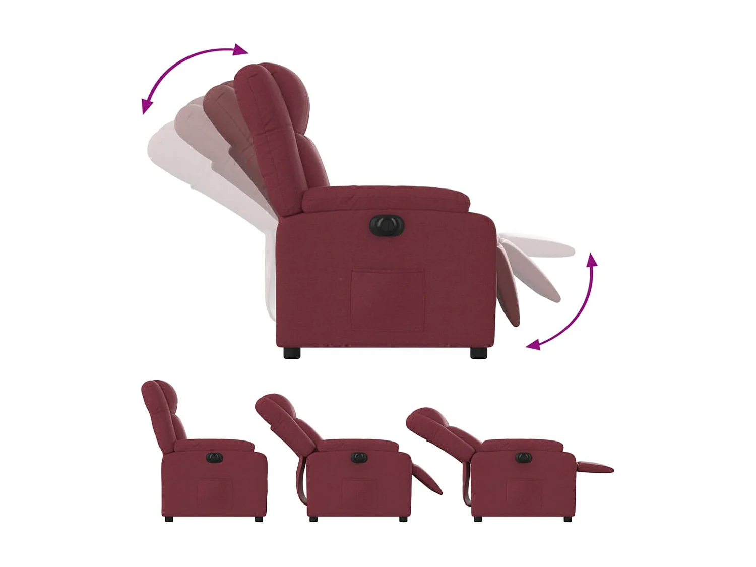 Fauteuil inclinable électrique Rouge bordeaux Tissu
