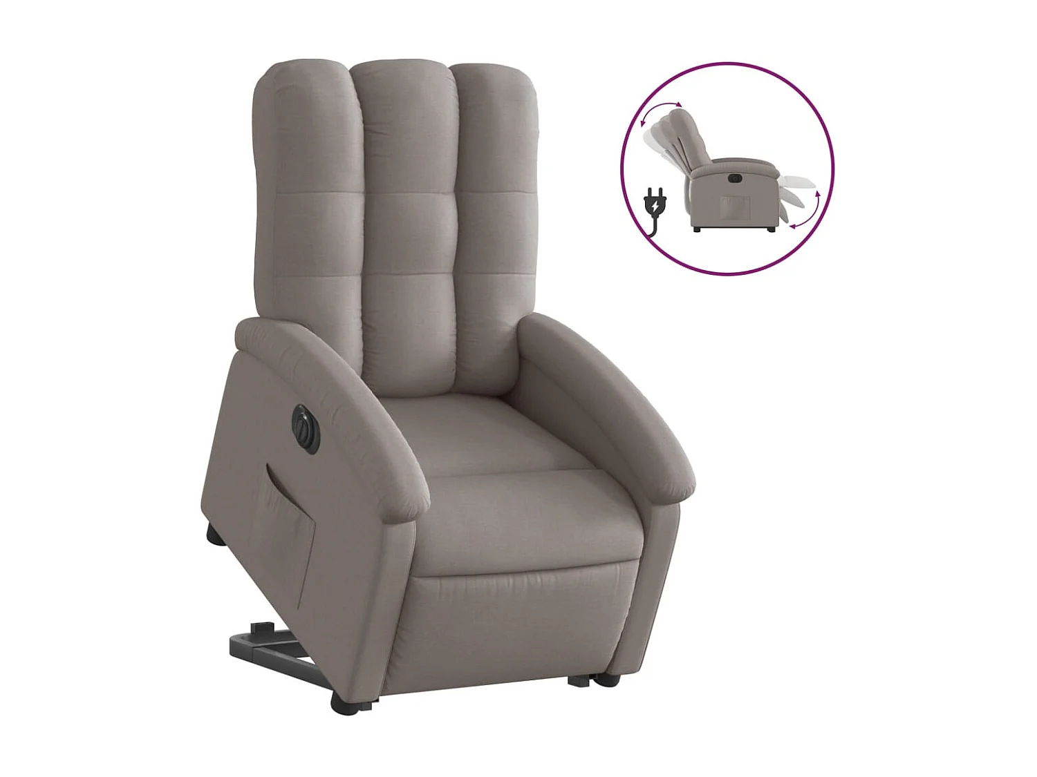 Fauteuil inclinable électrique taupe tissu