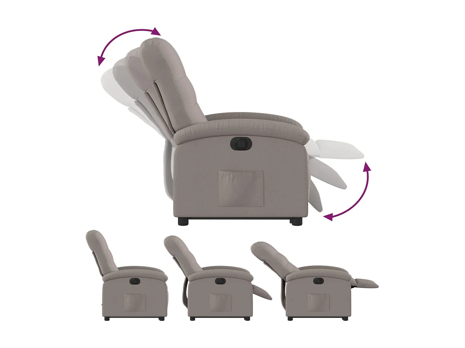 Fauteuil inclinable électrique taupe tissu