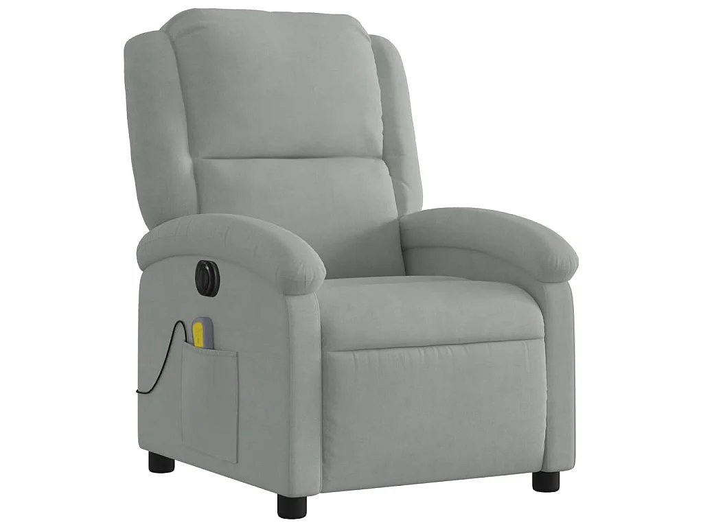 Fauteuil inclinable électrique de massage gris clair velours