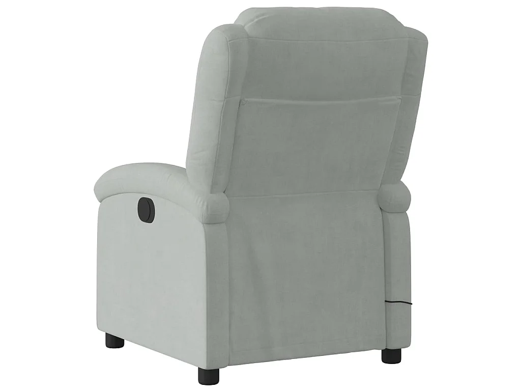 Fauteuil inclinable électrique de massage gris clair velours