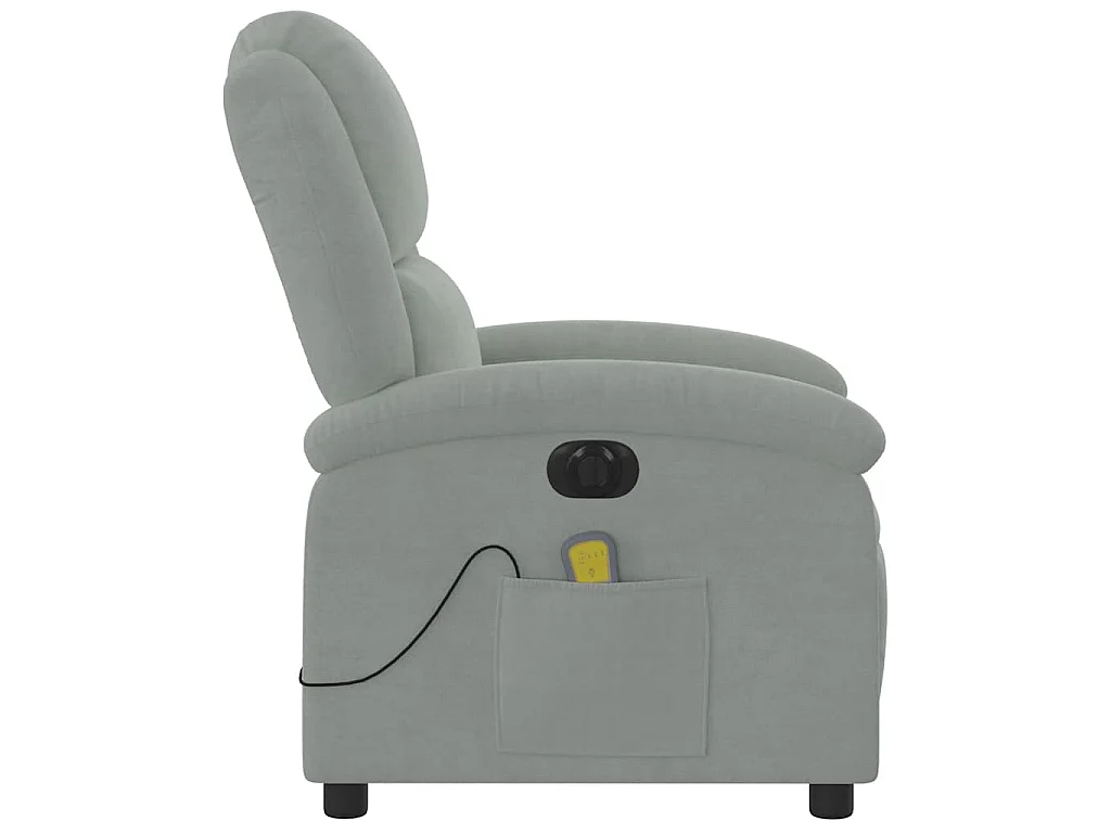 Fauteuil inclinable électrique de massage gris clair velours