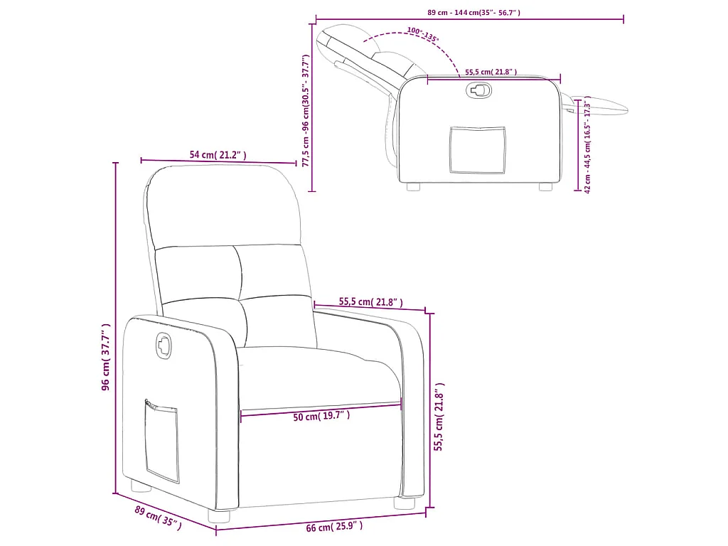 Fauteuil inclinable Gris foncé Tissu