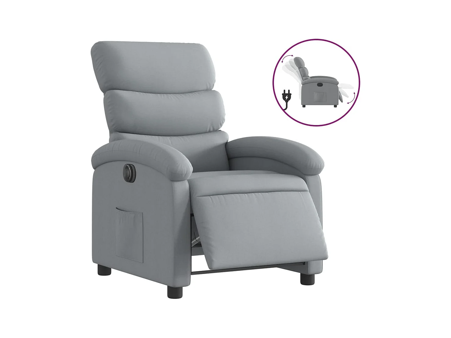 Fauteuil inclinable électrique Gris clair Tissu