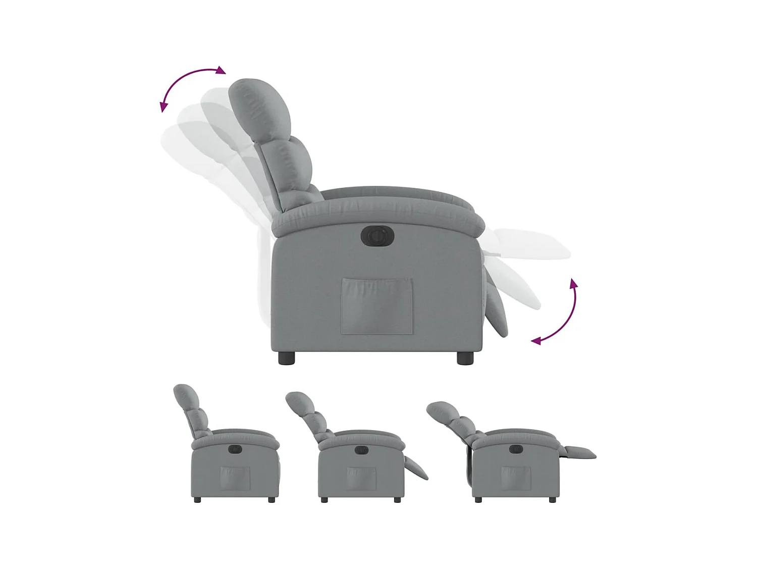 Fauteuil inclinable électrique Gris clair Tissu