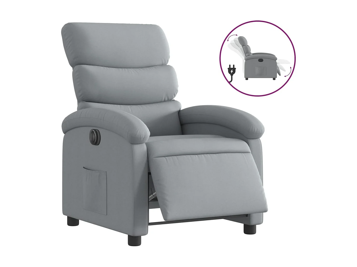 Fauteuil inclinable électrique Gris clair Tissu