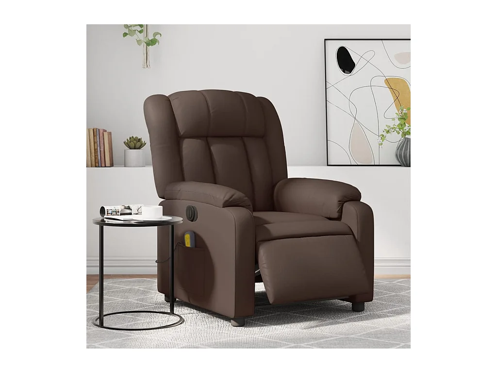Fauteuil de massage inclinable électrique marron similicuir