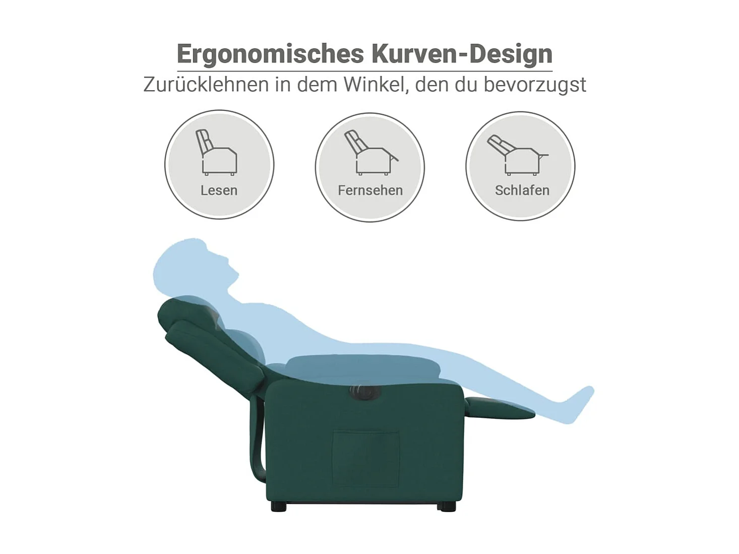 Fauteuil inclinable électrique vert foncé tissu